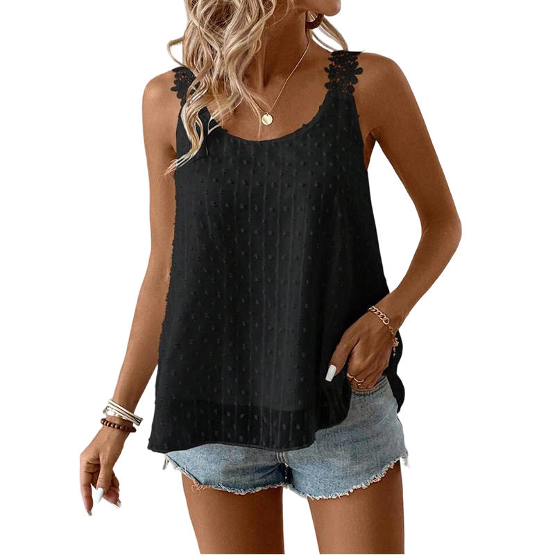 üëó Elegant Dot Lace Strap Tank Top üíï