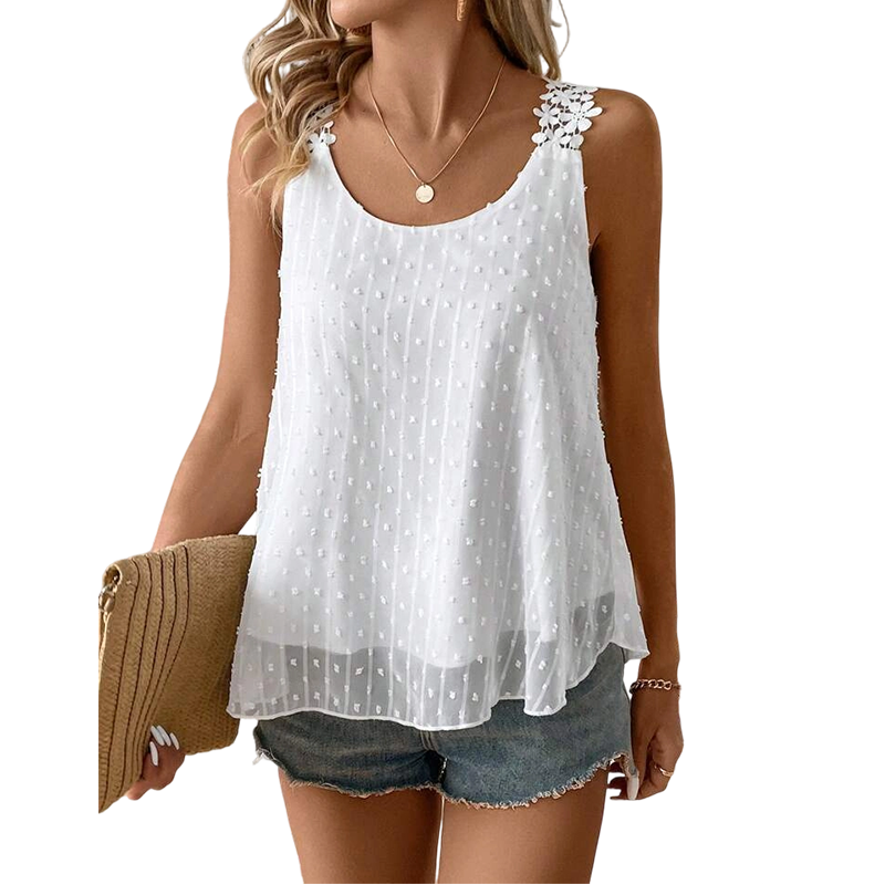 üëó Elegant Dot Lace Strap Tank Top üíï