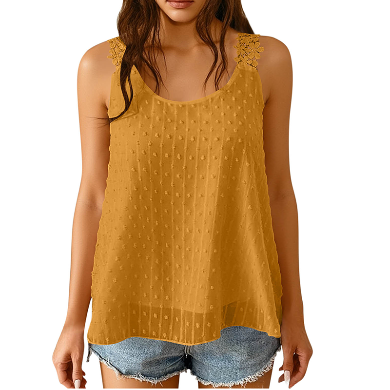 üëó Elegant Dot Lace Strap Tank Top üíï