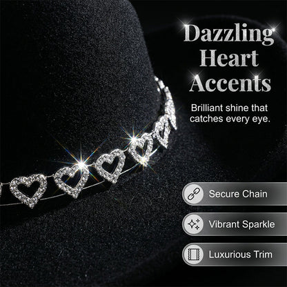 üëí Women's Rhinestone Heart Cowboy Hat Elegant French Jazz Fedora‚ù§Ô∏è