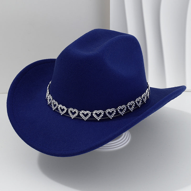 üëí Women's Rhinestone Heart Cowboy Hat Elegant French Jazz Fedora‚ù§Ô∏è