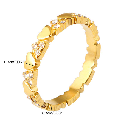 Women's Elegant Heart Eternity Ring ‚Äì Micro-Paved Zircons, Stainless Steel, Stackable ‚ú®