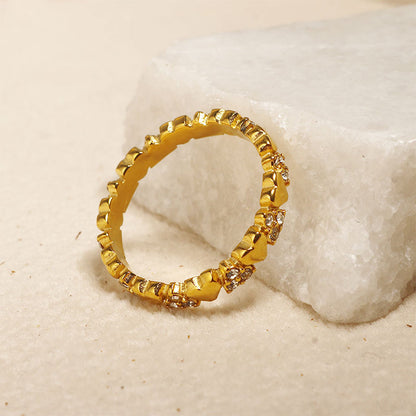 Women's Elegant Heart Eternity Ring ‚Äì Micro-Paved Zircons, Stainless Steel, Stackable ‚ú®