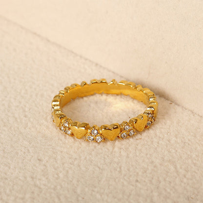 Women's Elegant Heart Eternity Ring ‚Äì Micro-Paved Zircons, Stainless Steel, Stackable ‚ú®