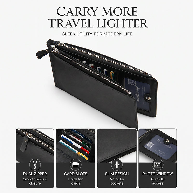 üëù LIMITED-TIME 40% OFF! üí• Slim Long Wallet for Men ‚Äì Thin Profile, RFID Optional, Premium Leather ‚ú®