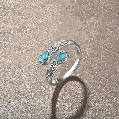 ‚è∞Vintage Adjustable Open Ring with Teardrop Glowing Zircon