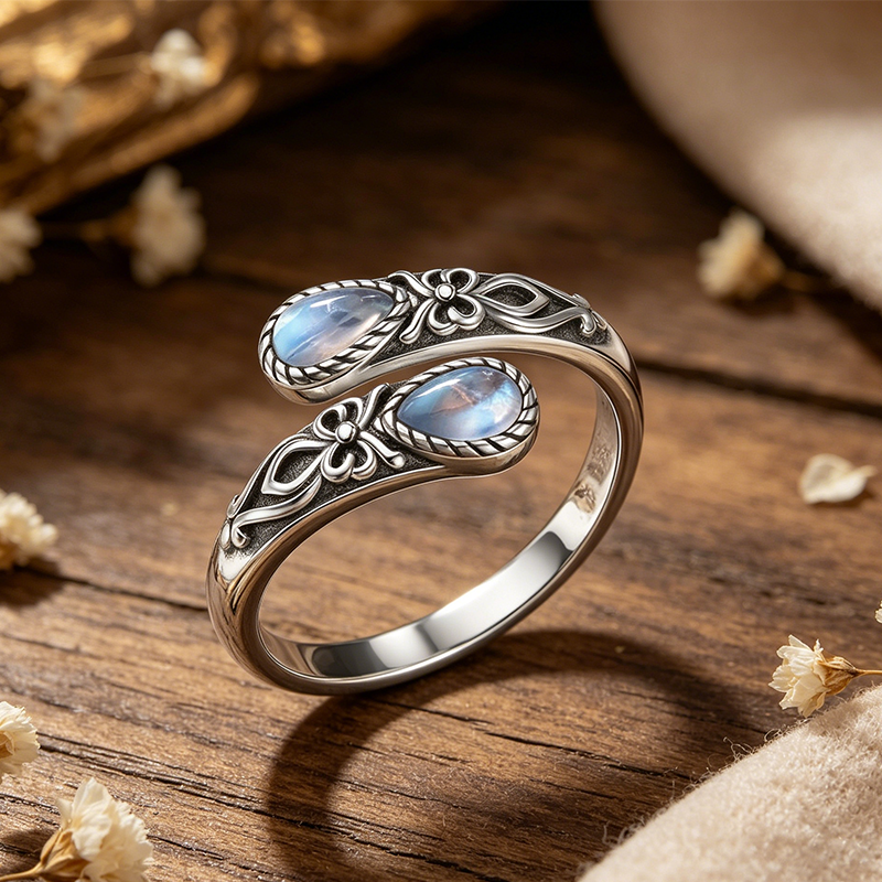 ‚è∞Vintage Adjustable Open Ring with Teardrop Glowing Zircon
