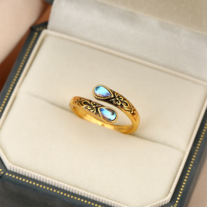 ‚è∞Vintage Adjustable Open Ring with Teardrop Glowing Zircon