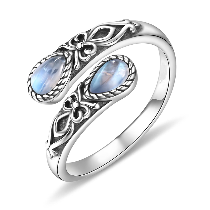 ‚è∞Vintage Adjustable Open Ring with Teardrop Glowing Zircon
