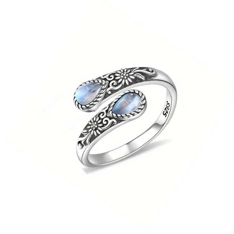 ‚è∞Vintage Adjustable Open Ring with Teardrop Glowing Zircon