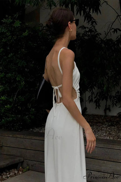 Strappy White Dress with Cut-out Back