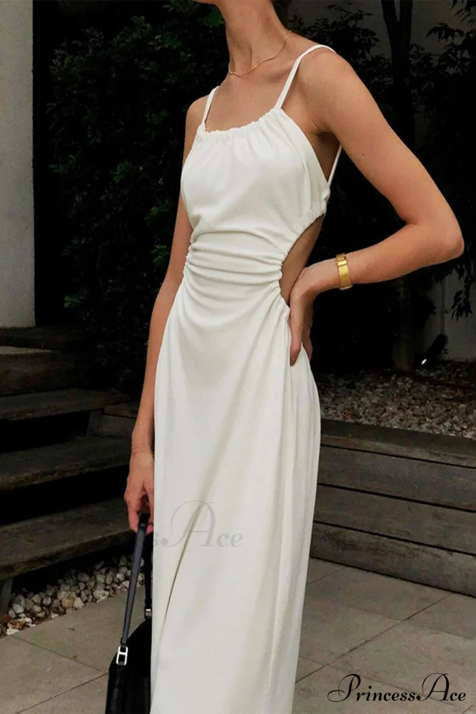 Strappy White Dress with Cut-out Back