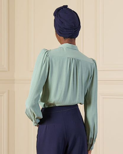 1940s Sweetheart Blouse - Duck Egg