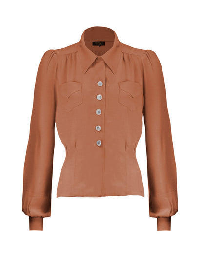 1940s Sweetheart Blouse - Burnt Peach
