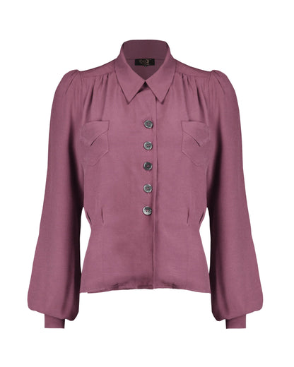 1940s Sweetheart Blouse - Plum