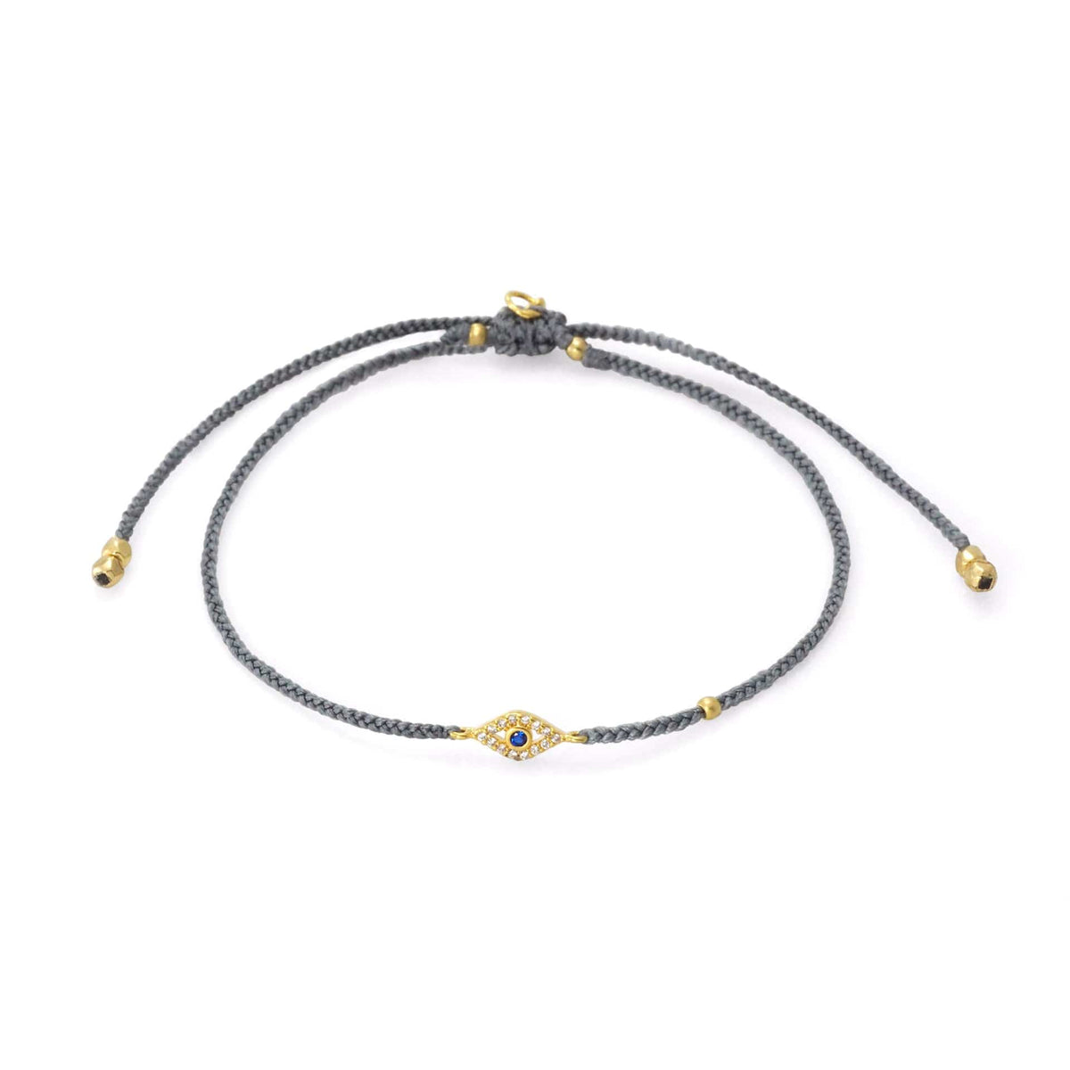 Grey Braided Evil Eye Bracelet