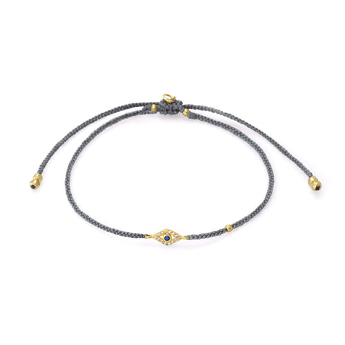 Grey Braided Evil Eye Bracelet