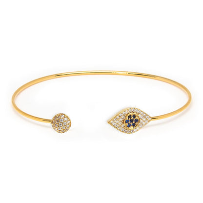 Evil Eye Button Open Bracelet