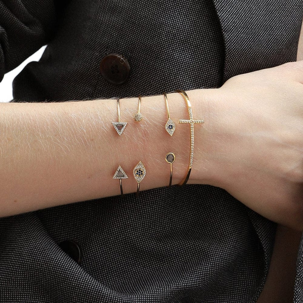 Triangular Gemstone Open Cuff Bracelet