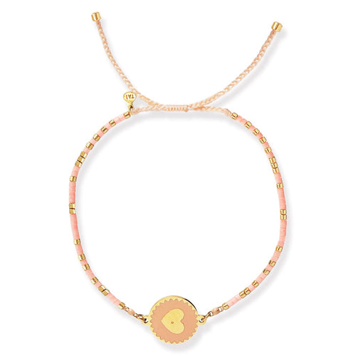Handmade Beaded Bracelet With Heart Accent