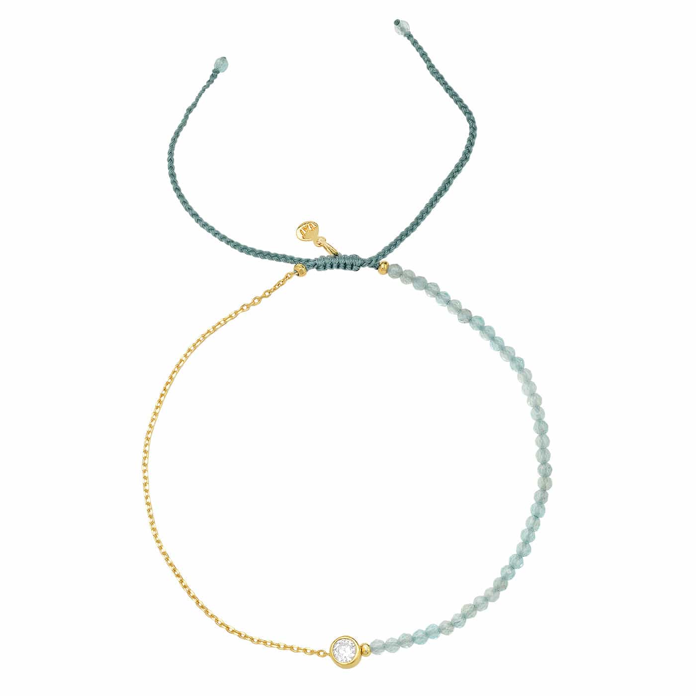 Handmade Gemstone Beaded Bracelet with CZ Charm