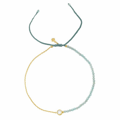 Handmade Gemstone Beaded Bracelet with CZ Charm
