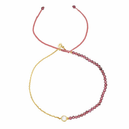 Handmade Gemstone Beaded Bracelet with CZ Charm