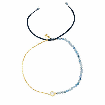 Handmade Gemstone Beaded Bracelet with CZ Charm
