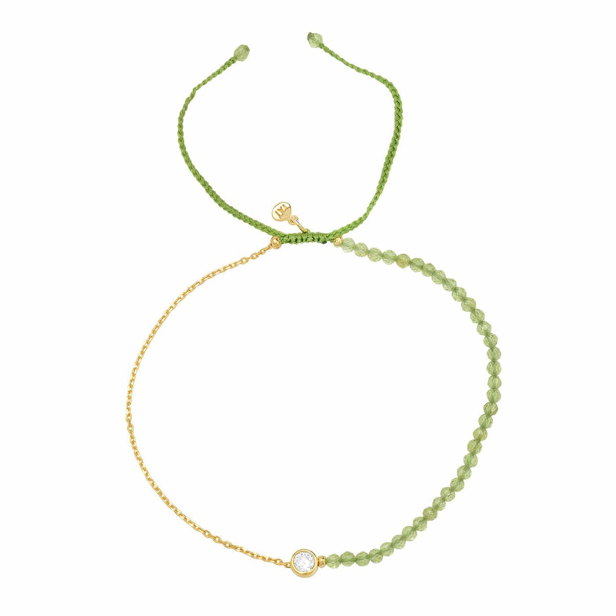 Handmade Gemstone Beaded Bracelet with CZ Charm