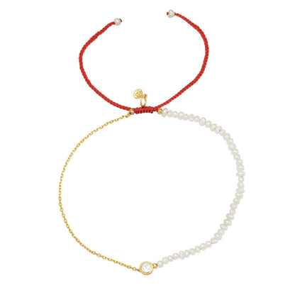 Handmade Gemstone Beaded Bracelet with CZ Charm