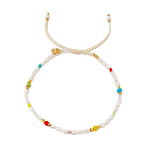 Handmade Seed Pearl Bracelet With Colorful Disc Beads