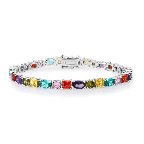 Mixed Shape Rainbow Tennis Bracelet