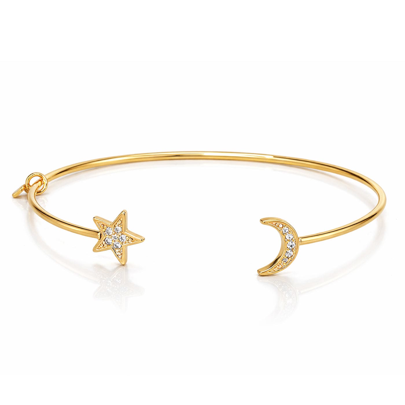 Moon & Star CZ Open Cuff Bracelet