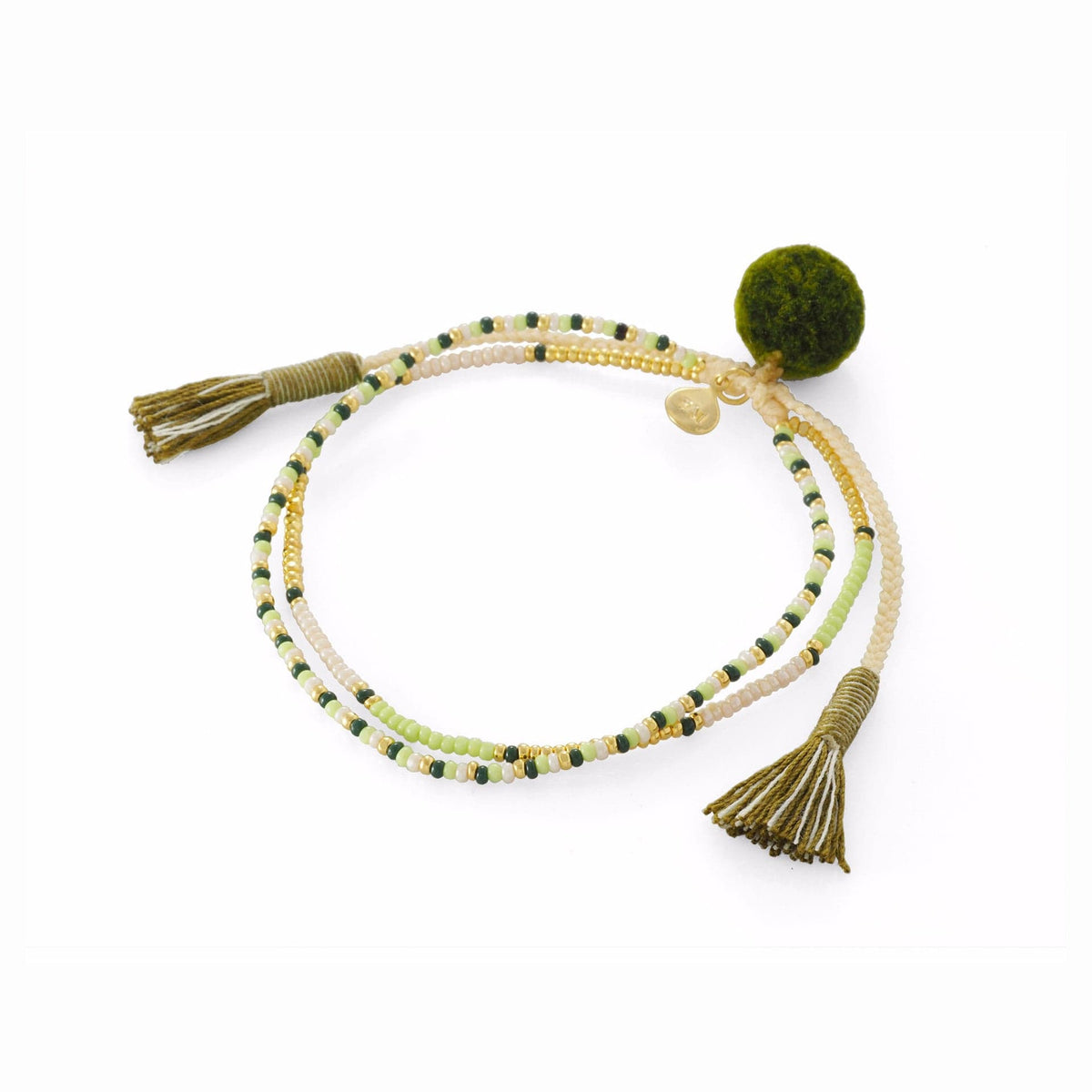 Handmade Pom Pom Double Strand Bracelet