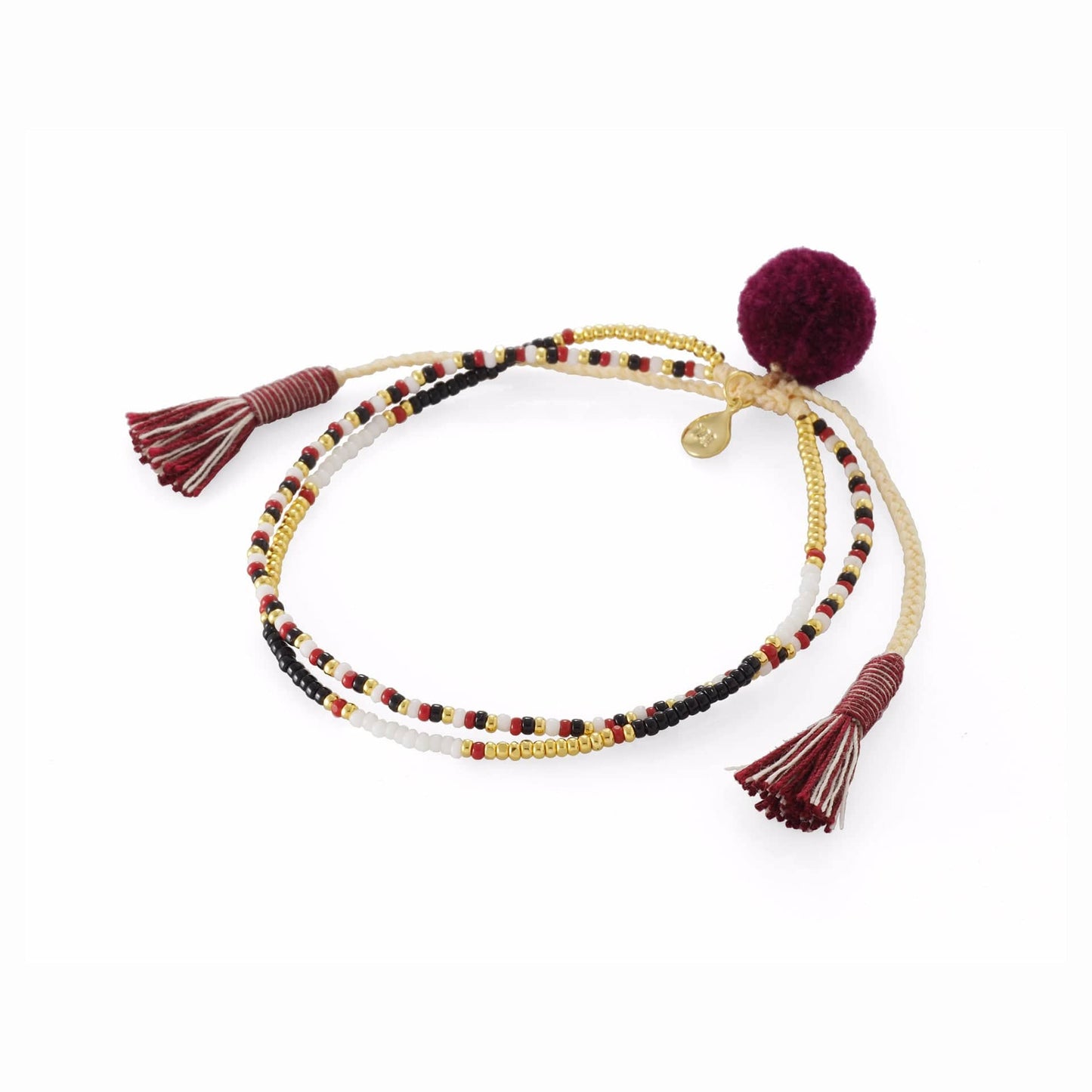 Handmade Pom Pom Double Strand Bracelet