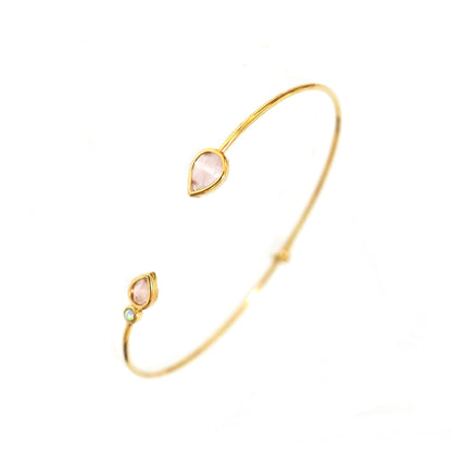 Teardrop Open Cuff Bracelet with Opal Accents