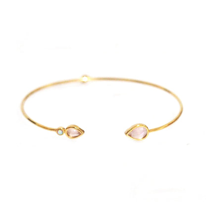 Teardrop Open Cuff Bracelet with Opal Accents