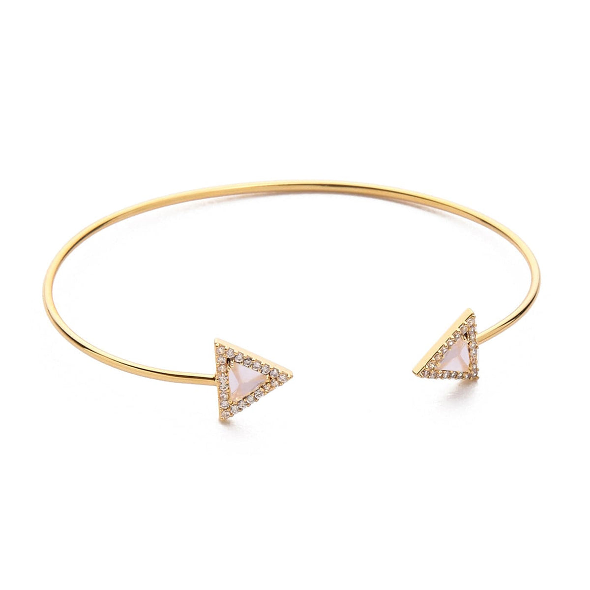 Triangular Gemstone Open Cuff Bracelet