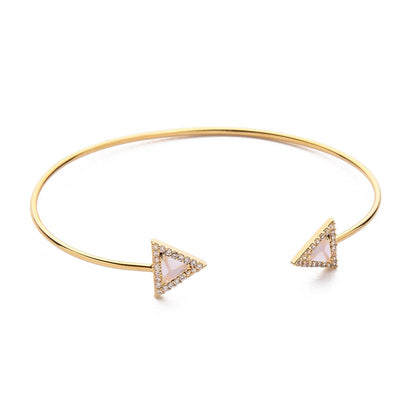Triangular Gemstone Open Cuff Bracelet