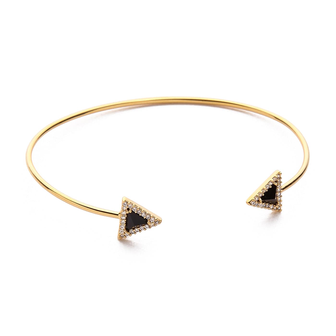 Triangular Gemstone Open Cuff Bracelet