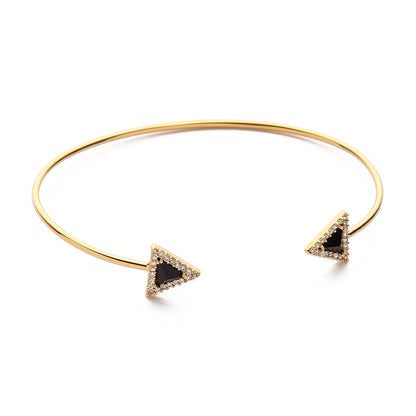 Triangular Gemstone Open Cuff Bracelet
