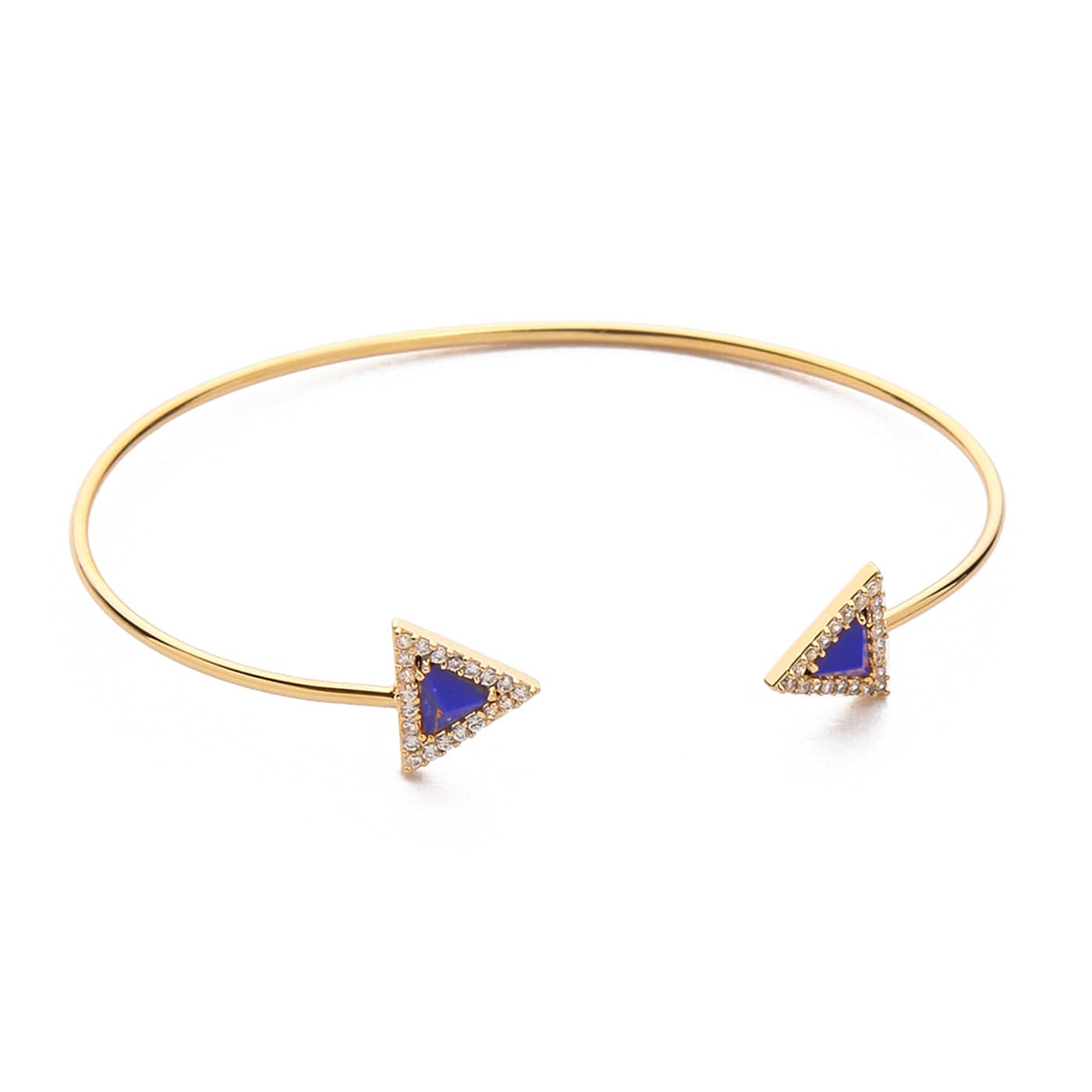 Triangular Gemstone Open Cuff Bracelet