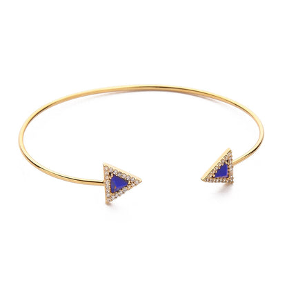 Triangular Gemstone Open Cuff Bracelet