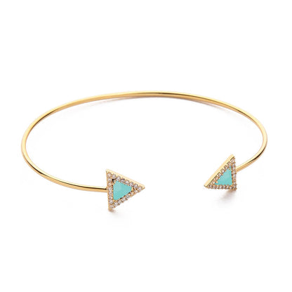 Triangular Gemstone Open Cuff Bracelet