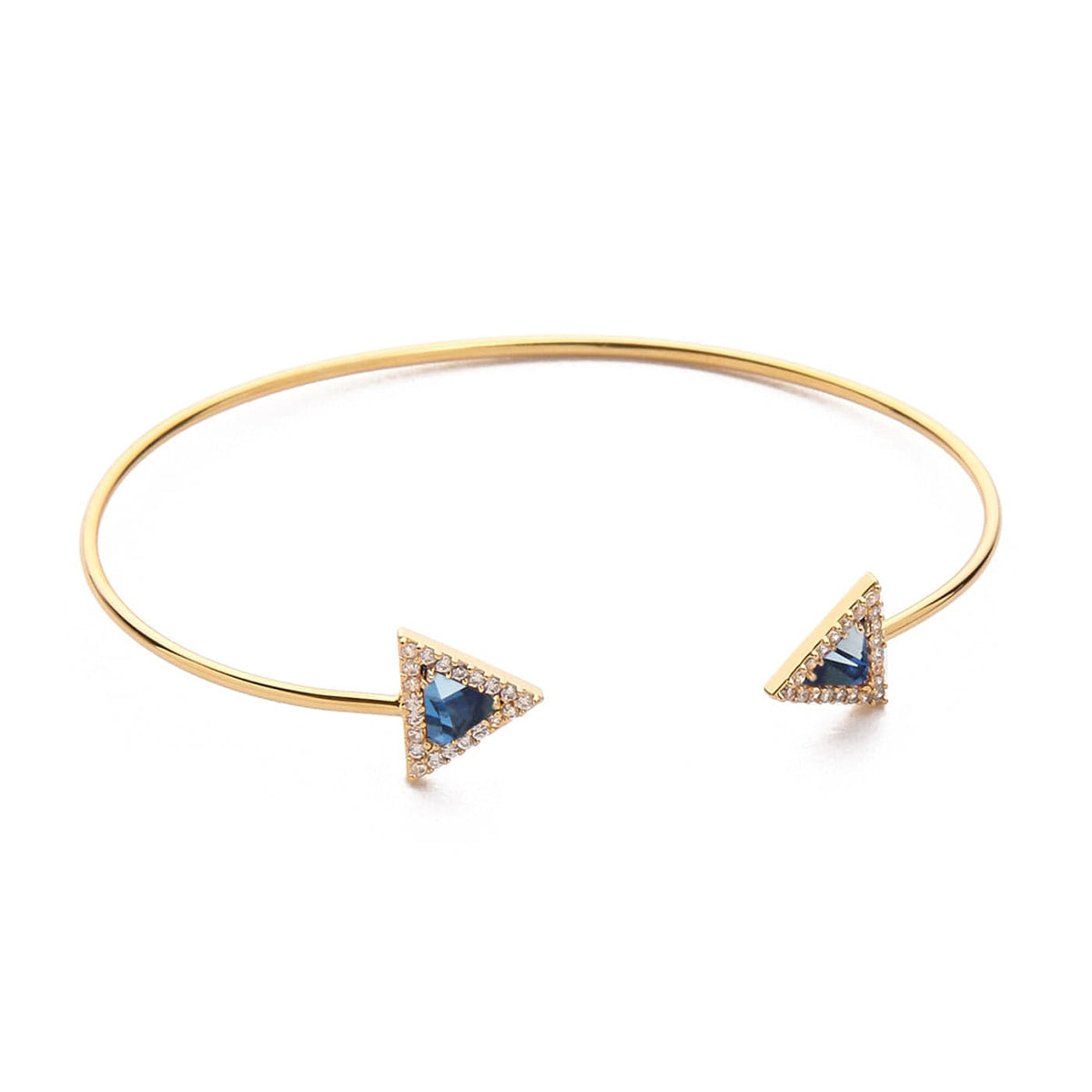 Triangular Gemstone Open Cuff Bracelet
