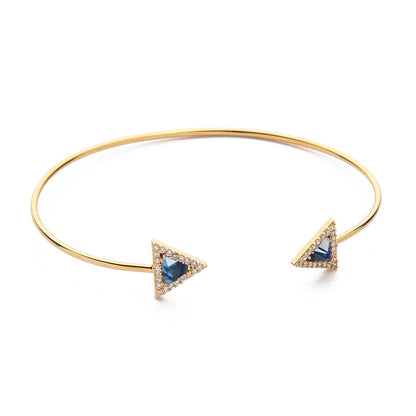 Triangular Gemstone Open Cuff Bracelet