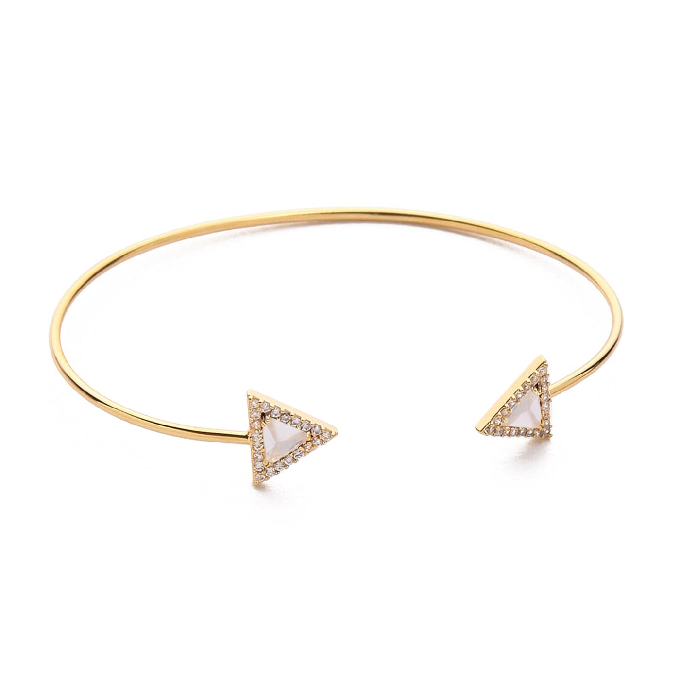 Triangular Gemstone Open Cuff Bracelet