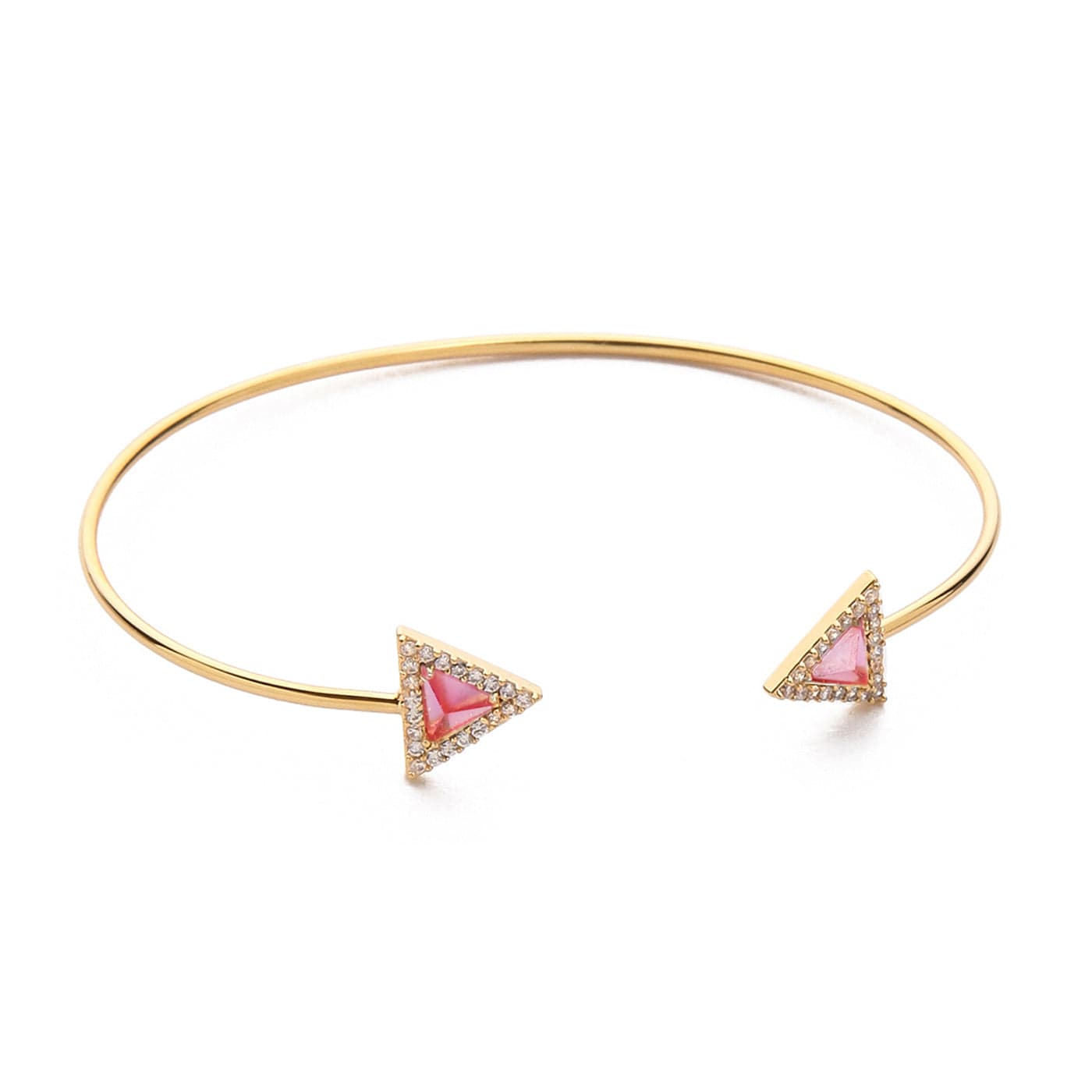 Triangular Gemstone Open Cuff Bracelet