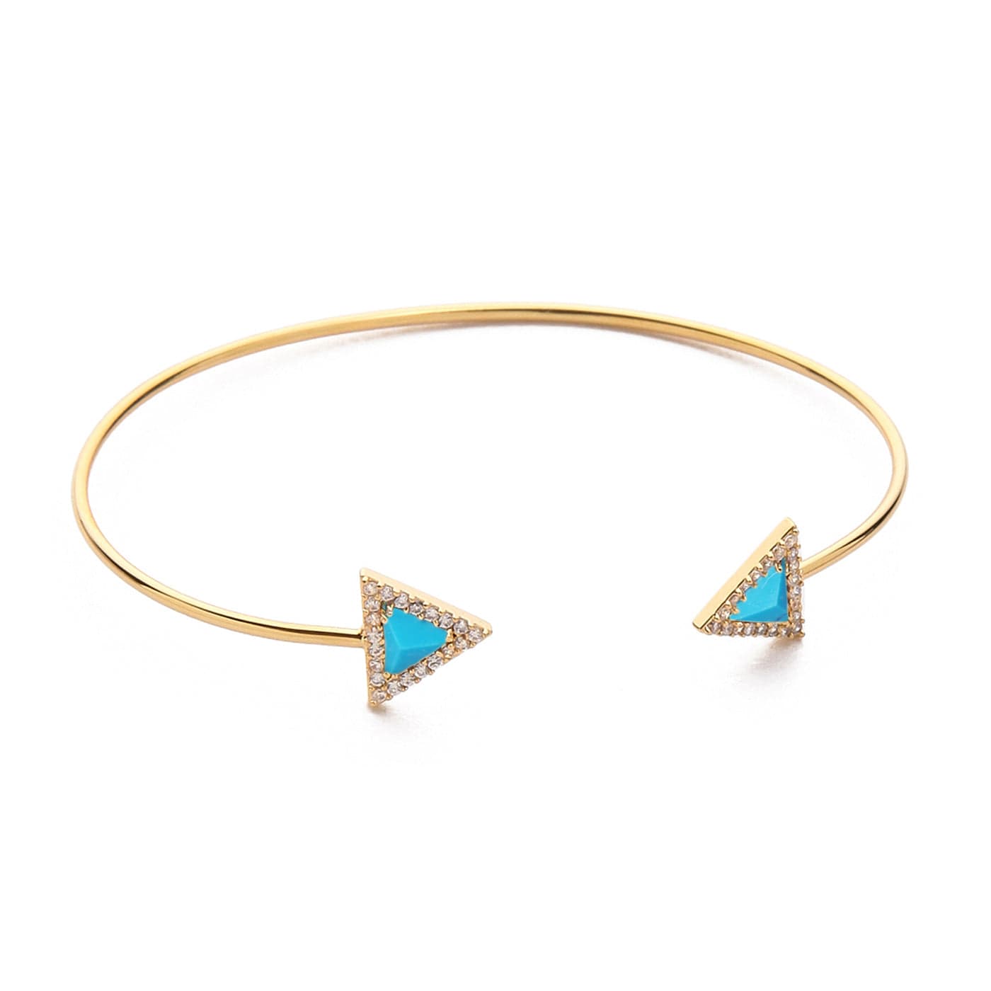 Triangular Gemstone Open Cuff Bracelet