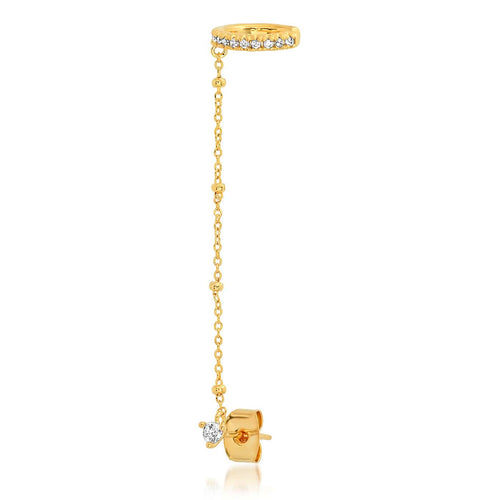 Ball Chain Earring With Pavé Ear Cuff